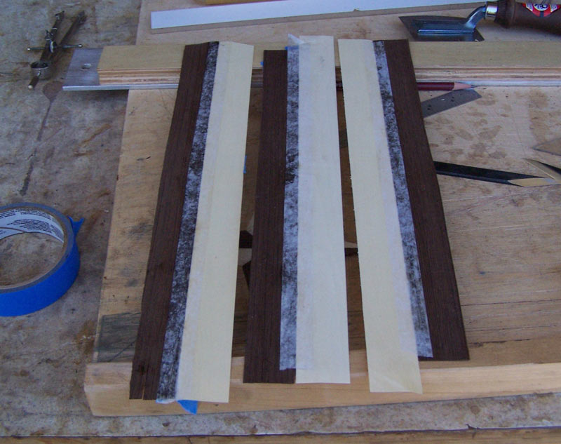 Tape the strips together with veneer tape