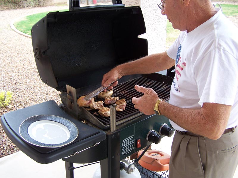 Grilling the chicken