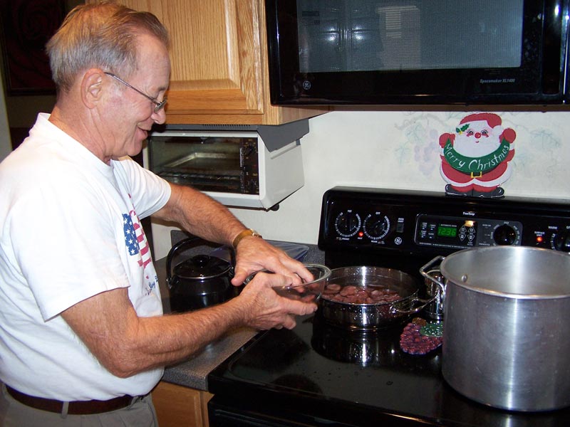 Boil the andouille 