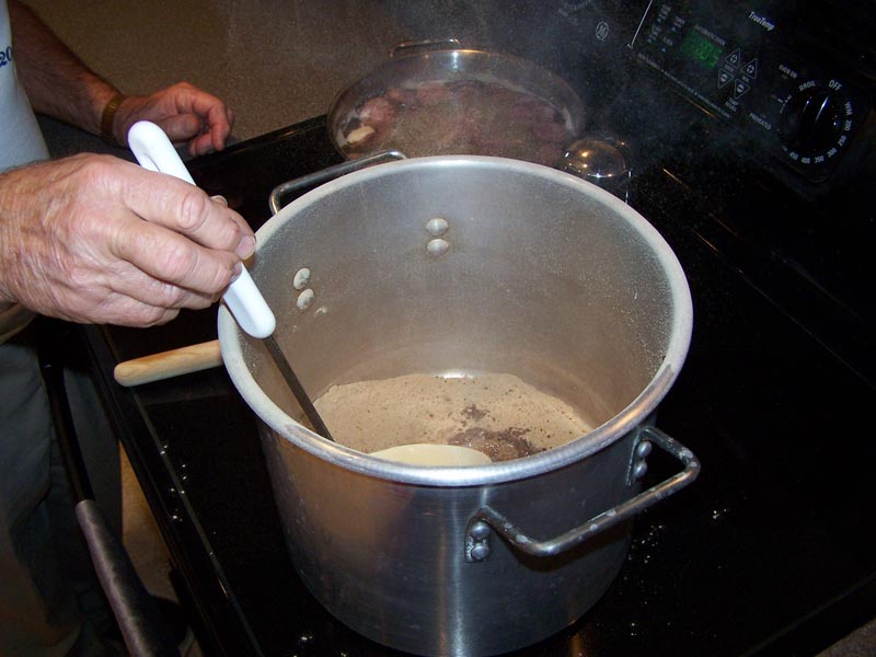 Add water to the flour to make your roux